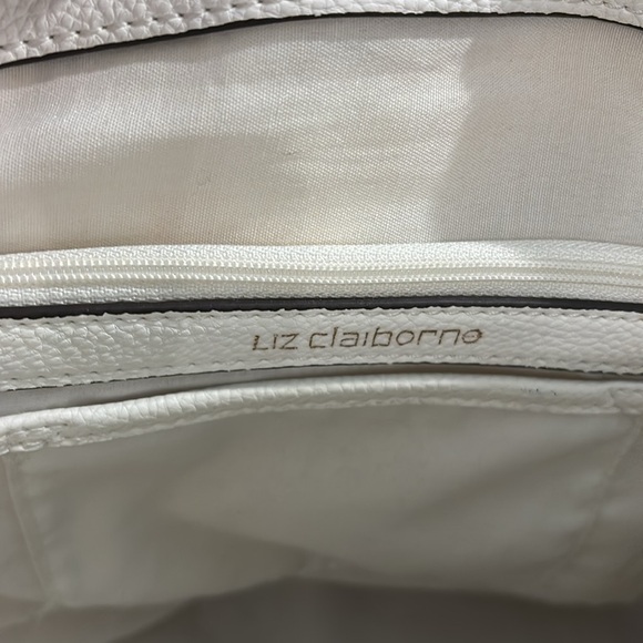 Liz Claiborne Woven Straw & Leather Floral Tote Bag Tan Pink - Picture 9 of 14